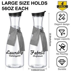 Laundry Detergent and Fabric Softener Dispenser Set - Black and White